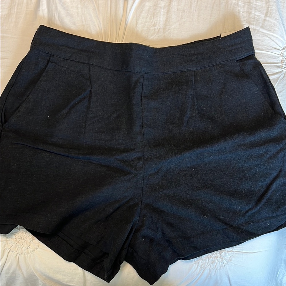 Abercrombie & Fitch High Waist Black Linen Dress Shorts